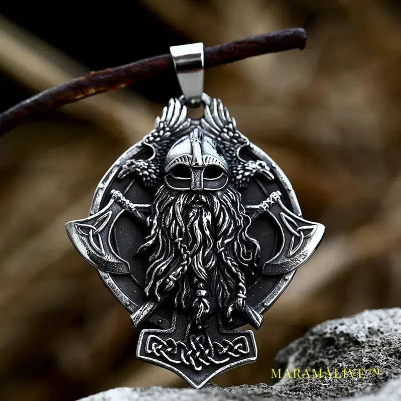 Norse Vikings Pendant Necklace Odin God head men Amulet Original Animal fashion Jewelry