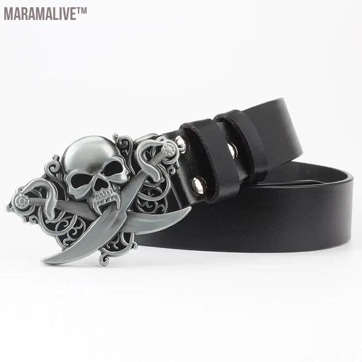 Novelty Crossbones Belt Heavy Metal Skull Face Buckle Skeleton Belts Dark Style Street Hip Hop Rock Waistband Accessories