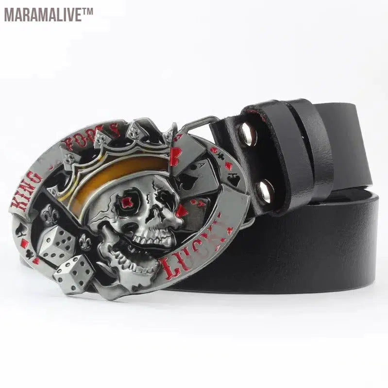 Novelty Crossbones Belt Heavy Metal Skull Face Buckle Skeleton Belts Dark Style Street Hip Hop Rock Waistband Accessories