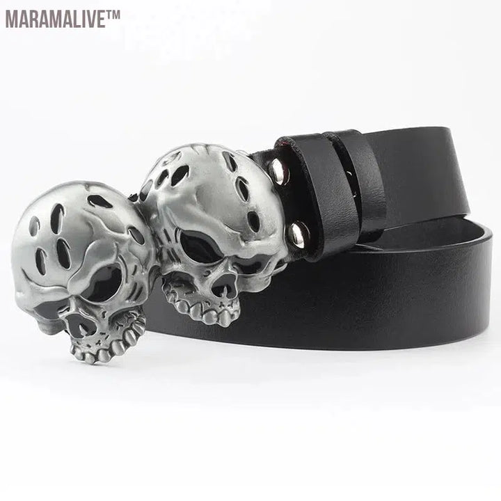 Novelty Crossbones Belt Heavy Metal Skull Face Buckle Skeleton Belts Dark Style Street Hip Hop Rock Waistband Accessories