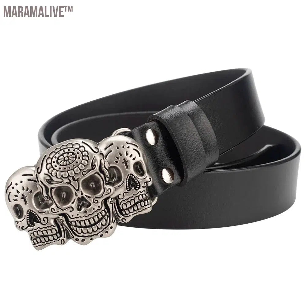 Novelty Crossbones Belt Heavy Metal Skull Face Buckle Skeleton Belts Dark Style Street Hip Hop Rock Waistband Accessories