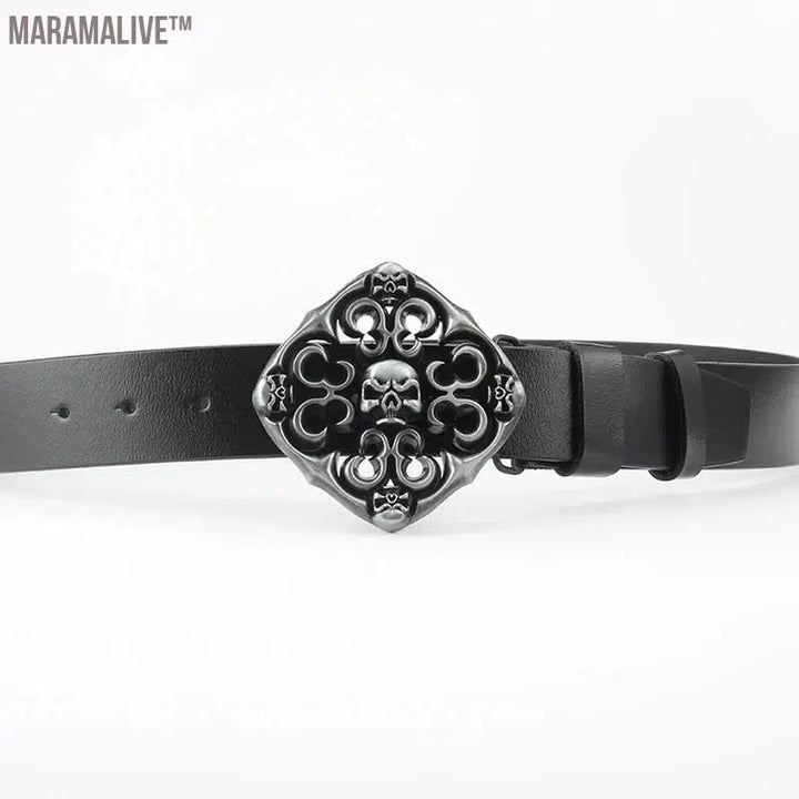 Novelty Crossbones Belt Heavy Metal Skull Face Buckle Skeleton Belts Dark Style Street Hip Hop Rock Waistband Accessories