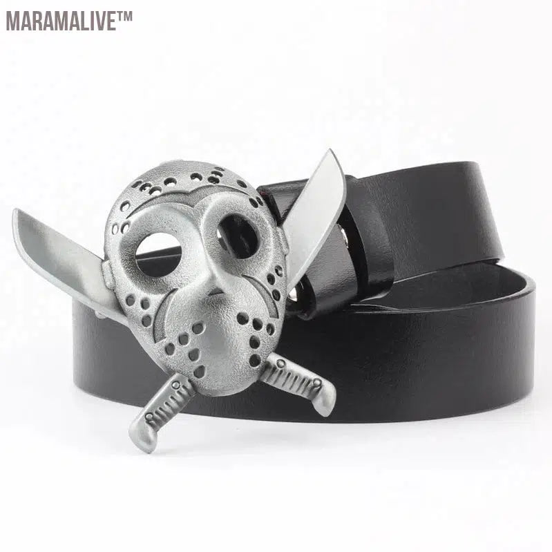 Novelty Crossbones Belt Heavy Metal Skull Face Buckle Skeleton Belts Dark Style Street Hip Hop Rock Waistband Accessories