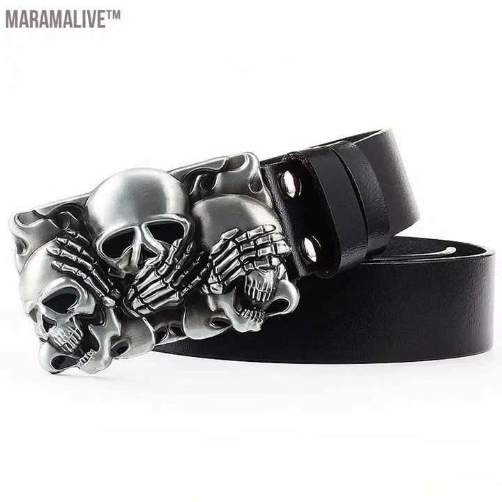 Novelty Crossbones Belt Heavy Metal Skull Face Buckle Skeleton Belts Dark Style Street Hip Hop Rock Waistband Accessories