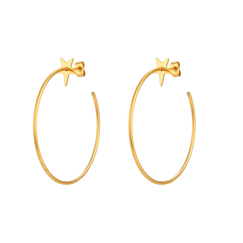 A woman wearing Maramalive™ Fashion Popular Personalized High-key Dignified Earrings Jewelry hoop earrings.
