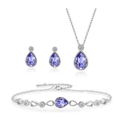 Pink Maramalive™ Sterling Silver Tears Of The Mermaid Jewelry Set Blue Crystal Women.