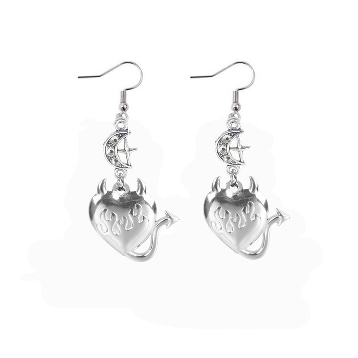 Maramalive™ Forbidden Love: Alluring Heart Earrings with devil horns.