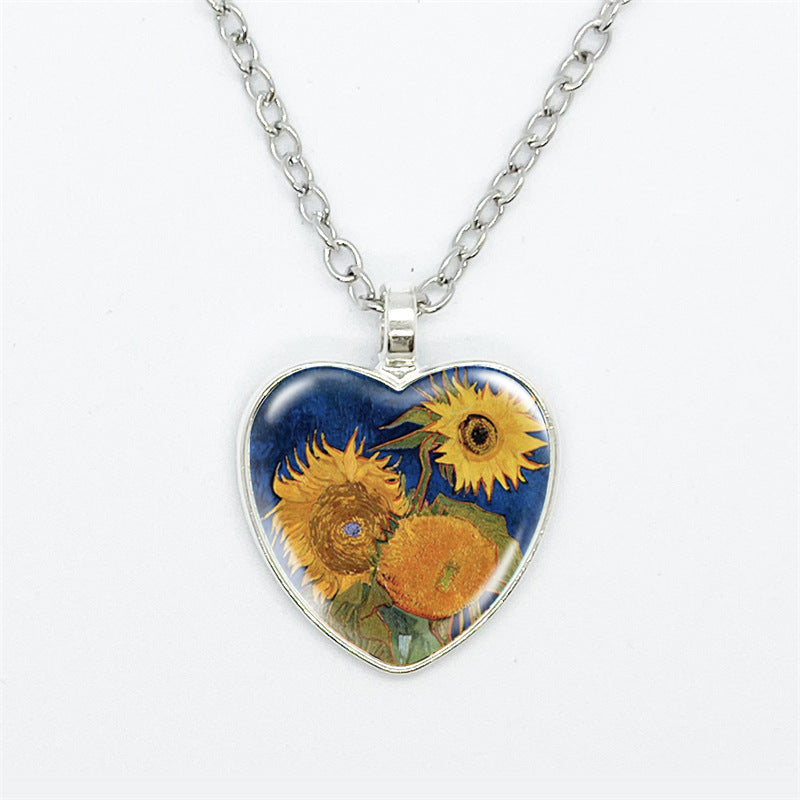 Van Gogh Starry Sunflower Pendant Necklaces