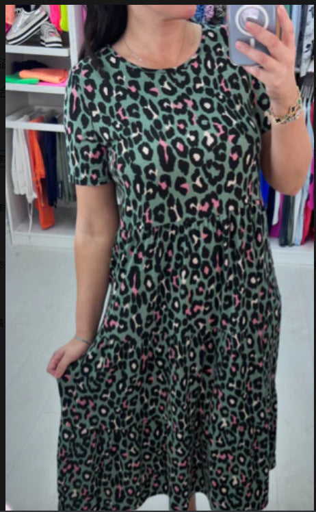 Blue Wild & Free! Leopard Print Midi Dress for Summer Fun by Maramalive™ for women's summer clothing.