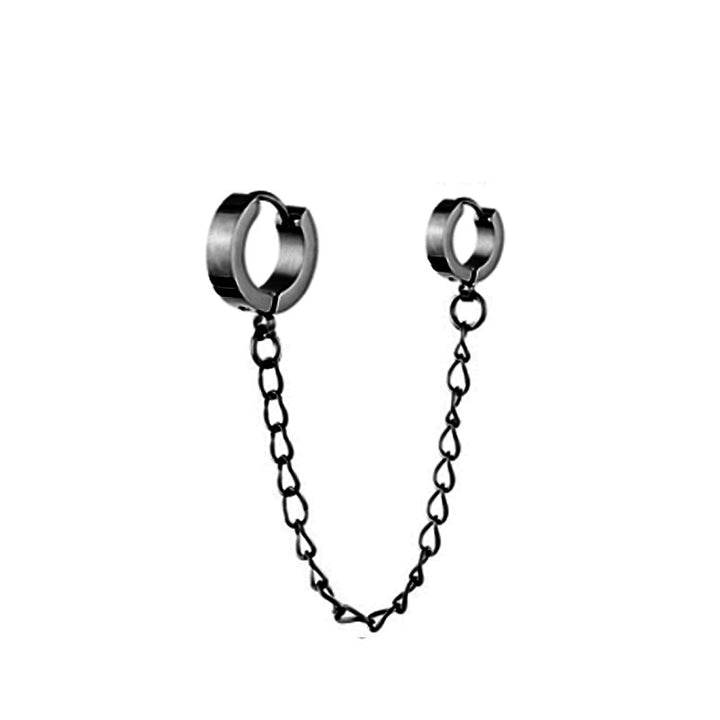 A set of Maramalive™ Men's And Women's Fashion Simple Stainless Steel Round Binaural Buckle Chain Ear Cuffs.