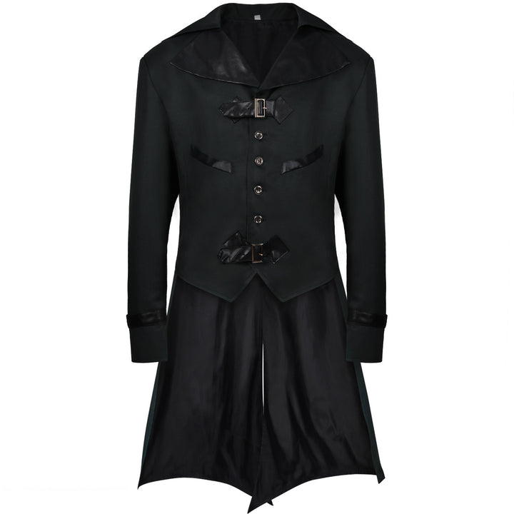 Maramalive™'s Halloween Dovetail Punk Gothic Coat, a men's gothic trench coat in different colors, made of a cotton blend.