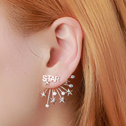 A woman's ear with a Minimalistic Interesting, Customizable Women's Fashion Simple And Elegant Earrings by Maramalive™.