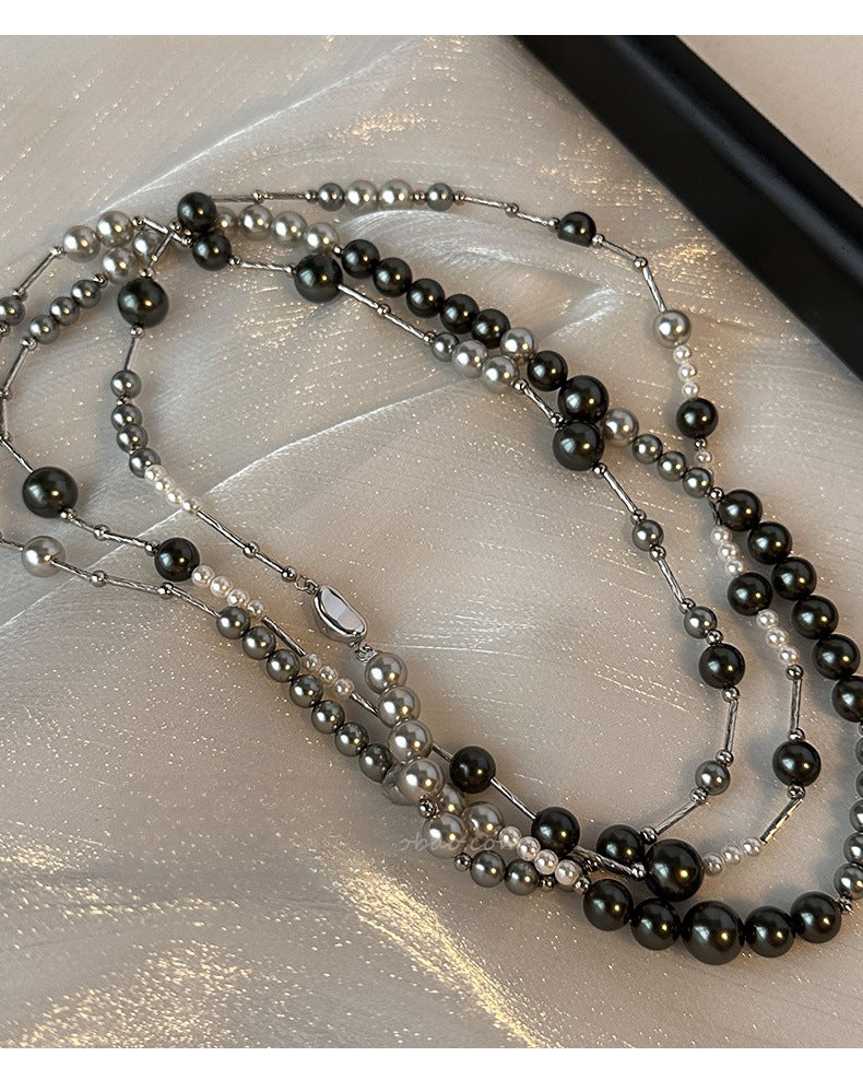 Black Pearl Necklace For Women Light Luxury