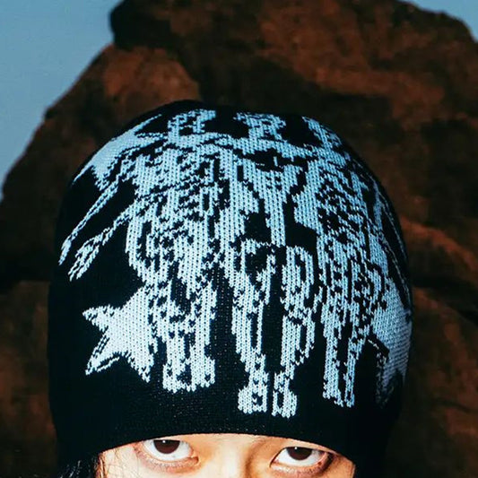 Thermal Knitting Sleeve Cap Gothic Print
