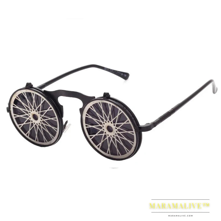 OEC CPO Metal Round Steampunk Sunglasses Women Fashion Glasses Men Windmill Flip Design Frame Personality Eyeglasses UV400