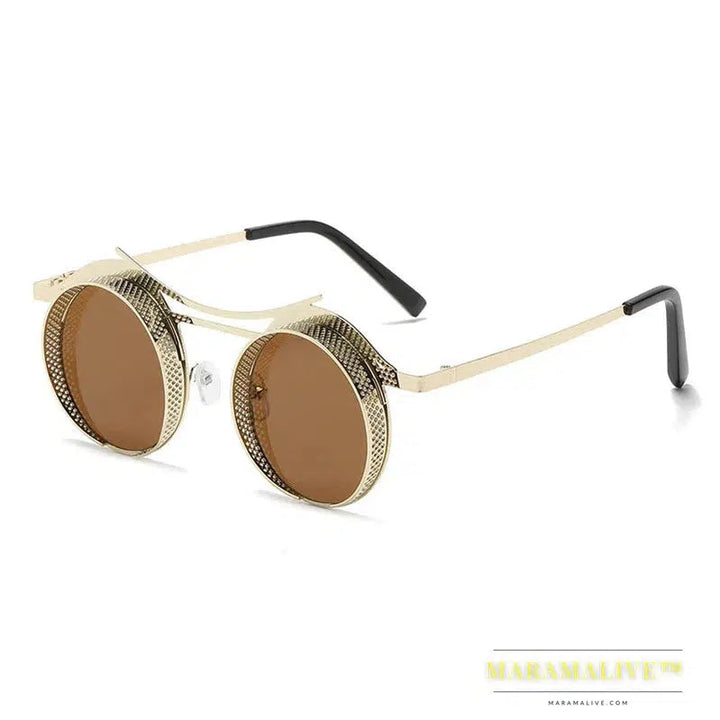 OEC CPO Steampunk Round Sunglasses Women Men 2023 Metal Mesh Personality Sun Glasses Female Eyewear Goggle UV400 Shades Oculos