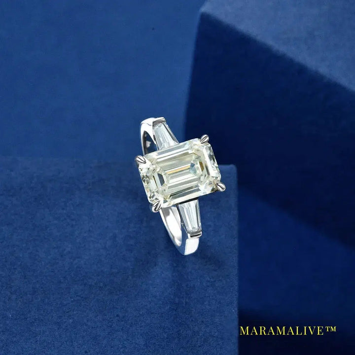 OEVAS 925 Sterling Silver Emerald Cut Created Moissanite Gemstone Wedding Engagement Diamonds Ring Fine Jewelry Gifts Wholesale