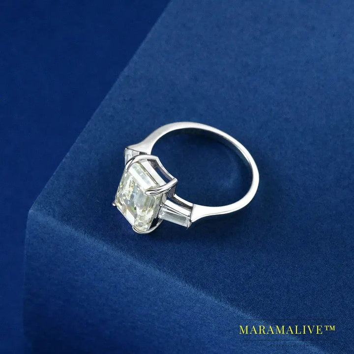 OEVAS 925 Sterling Silver Emerald Cut Created Moissanite Gemstone Wedding Engagement Diamonds Ring Fine Jewelry Gifts Wholesale