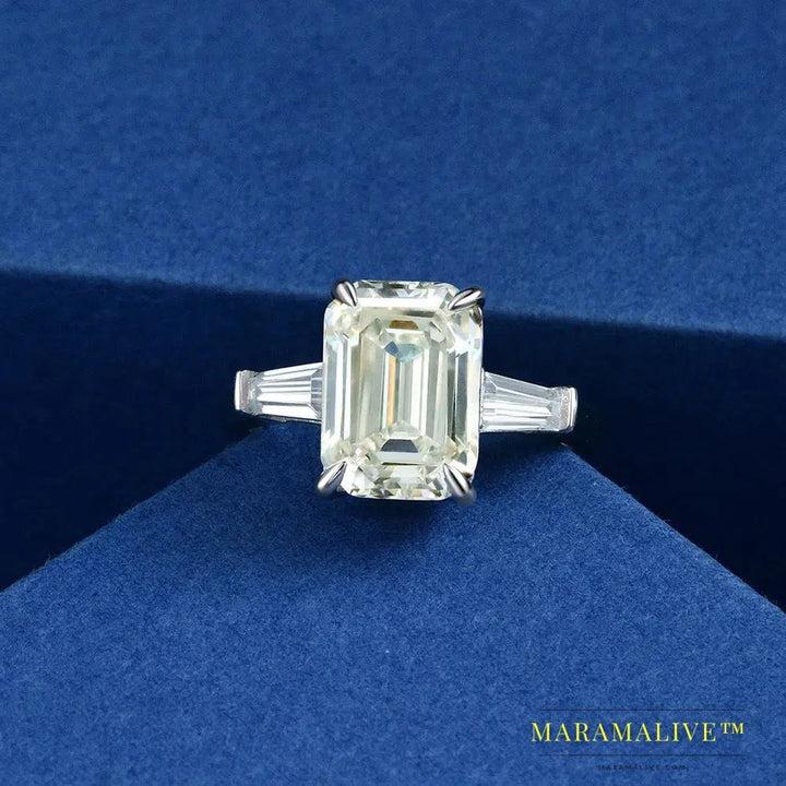 OEVAS 925 Sterling Silver Emerald Cut Created Moissanite Gemstone Wedding Engagement Diamonds Ring Fine Jewelry Gifts Wholesale