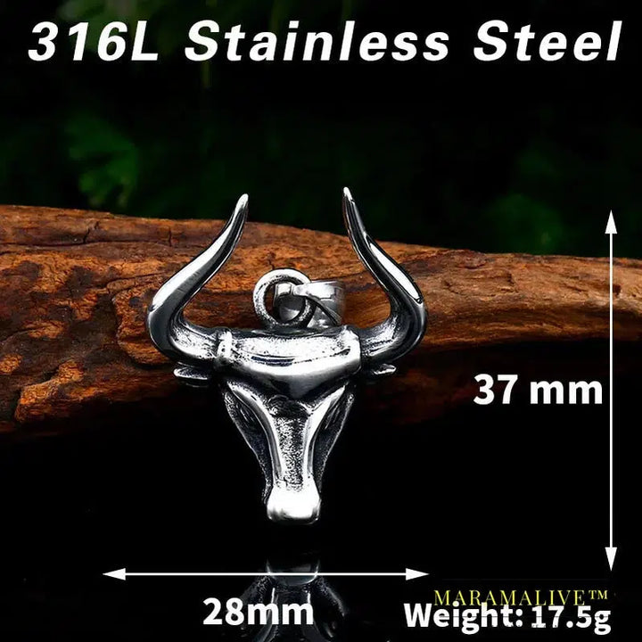 Odin bull head Amulet norse Viking necklace pendant Men gift Fashion Pagan animal Jewelry