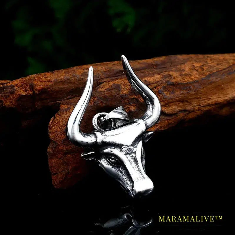 Odin bull head Amulet norse Viking necklace pendant Men gift Fashion Pagan animal Jewelry