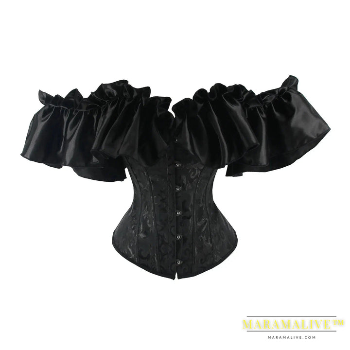 Off Shoulder Corset Top Sexy Gothic Corsets and Bustiers Overbust Corset Slimming Waist Trainer Ruffles Short Sleeve Women Top