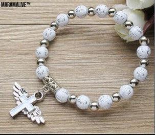 Oil Dripping Angel Cross Rosary Bracelet