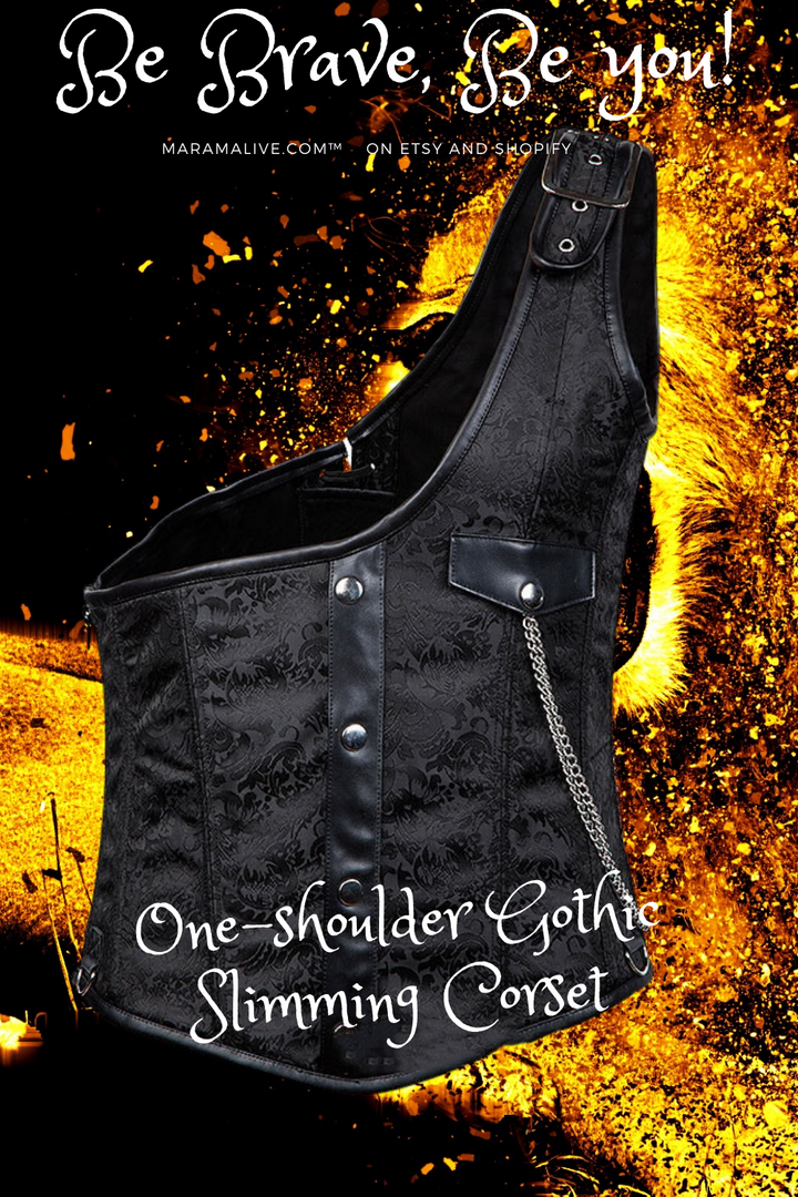 Be brave, you One-shoulder Gothic Slimming Corset -Off-Shoulder Steampunk Shapewear Bustier by Maramalive™.