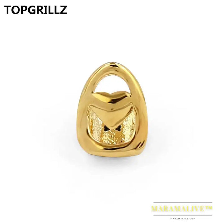 Open Face Heart Shaped Grillz Cap Gold Tone Hip Hop Hollow Single Tooth Grill Teeth Gills