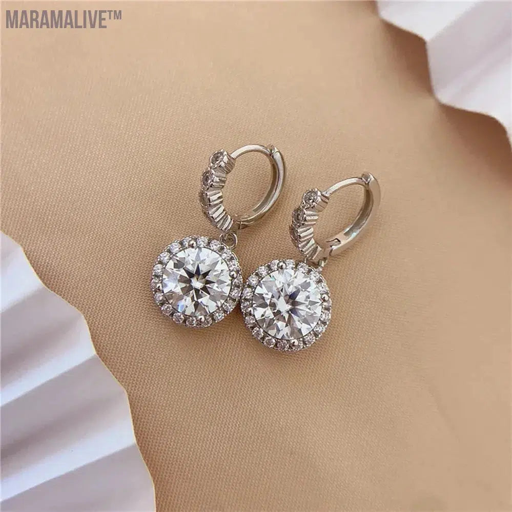 Original 3ct moissanite Hoop earring for Women Round Sunflower Diamond Drop Earring With Gra 925 silver Fine Jewelry 2024 trend