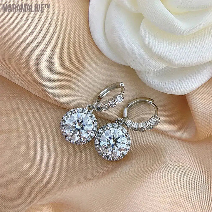 Original 3ct moissanite Hoop earring for Women Round Sunflower Diamond Drop Earring With Gra 925 silver Fine Jewelry 2024 trend