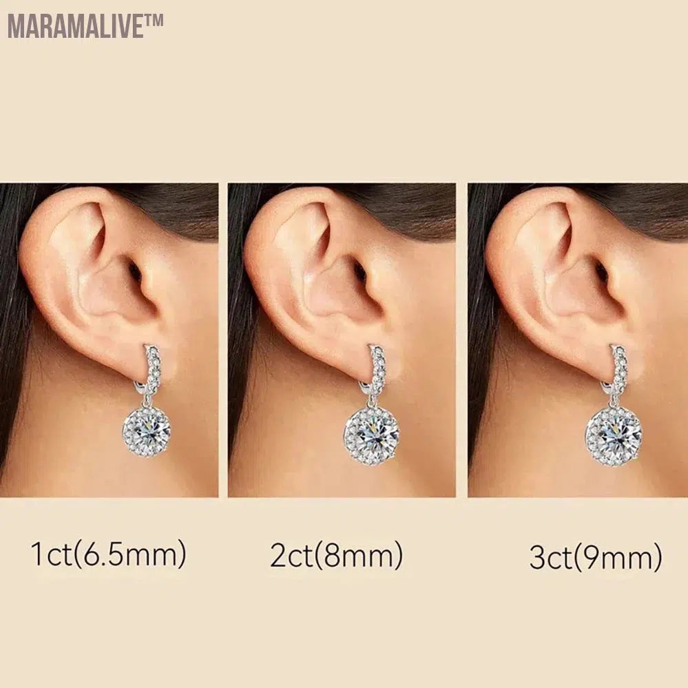 Original 3ct moissanite Hoop earring for Women Round Sunflower Diamond Drop Earring With Gra 925 silver Fine Jewelry 2024 trend