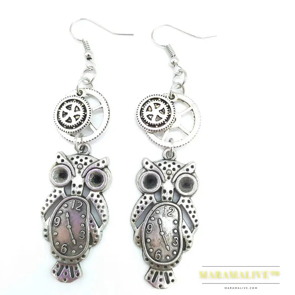 Original Design Octopus/Butterfly/ Owl /Dragonfly/ Phoenix Head/ Vintage Gears Steampunk Drop Earrings Fashion Jewelry