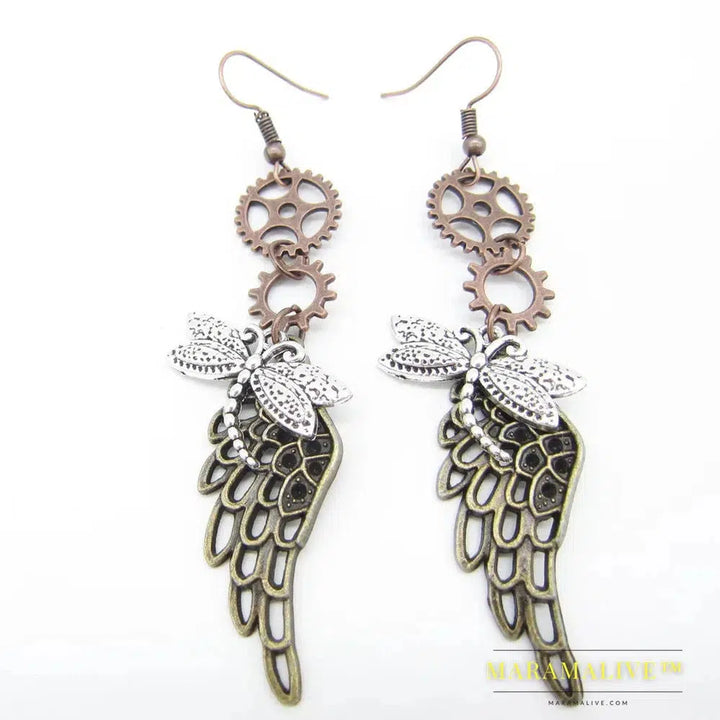 Original Design Octopus/Butterfly/ Owl /Dragonfly/ Phoenix Head/ Vintage Gears Steampunk Drop Earrings Fashion Jewelry