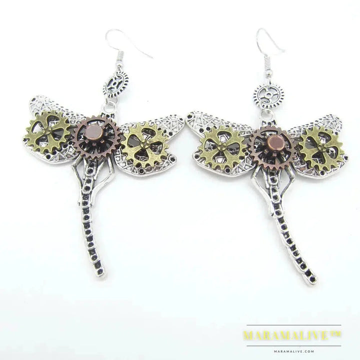 Original Design Octopus/Butterfly/ Owl /Dragonfly/ Phoenix Head/ Vintage Gears Steampunk Drop Earrings Fashion Jewelry