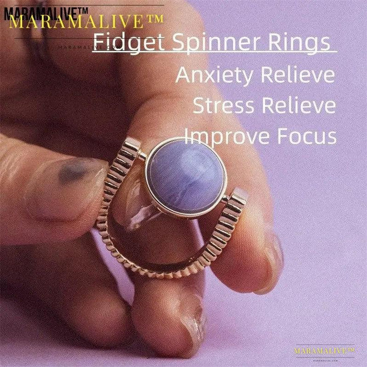 Original Fidget Spinner Rings Natural Stone Rings Replaceable Spinners For Anxiety And Stress Relief Jewelry Gifts