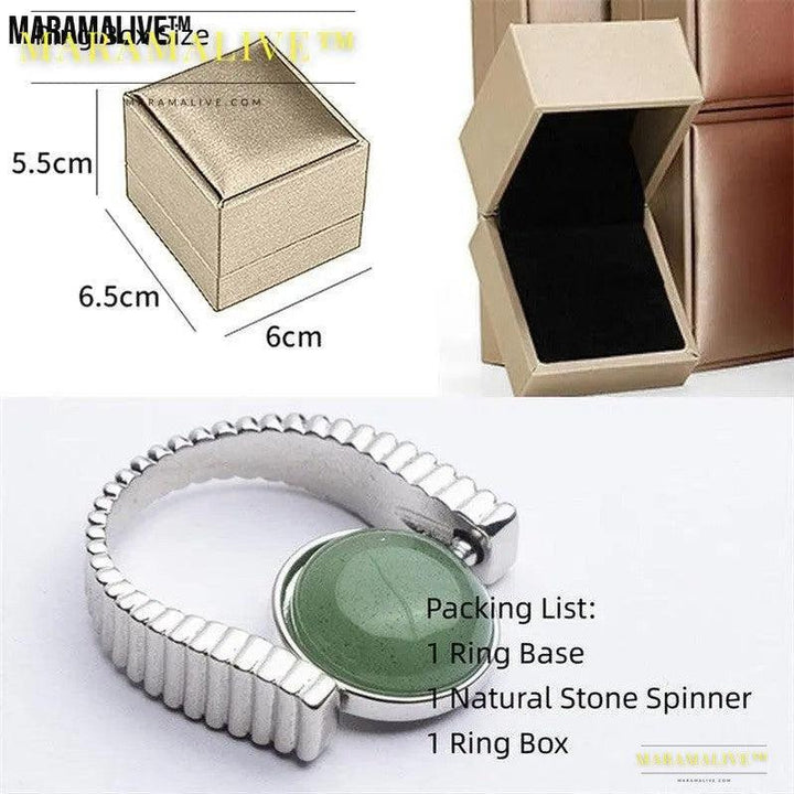 Original Fidget Spinner Rings Natural Stone Rings Replaceable Spinners For Anxiety And Stress Relief Jewelry Gifts