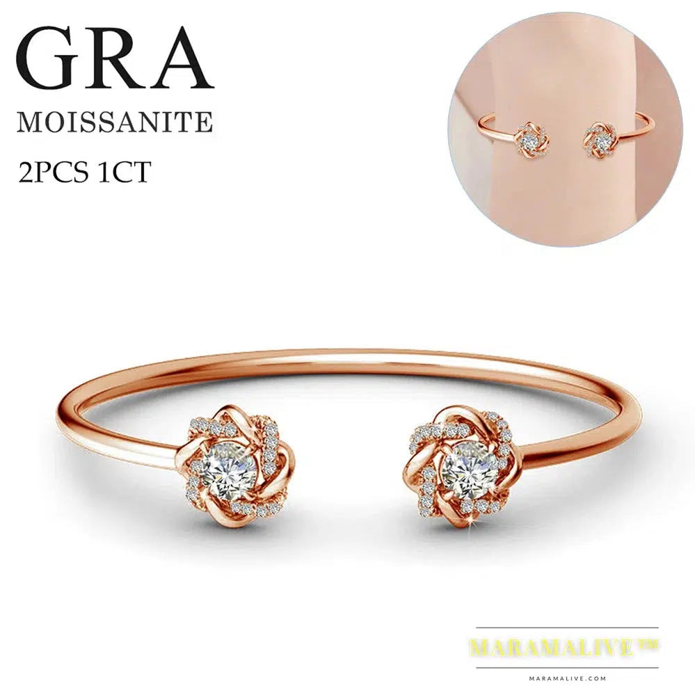 Original Moissanite Diamond Jewelry Sets for Women with Certificate Necklace Earrings Bangle Sets 925 Silver Wedding Luxury Gift