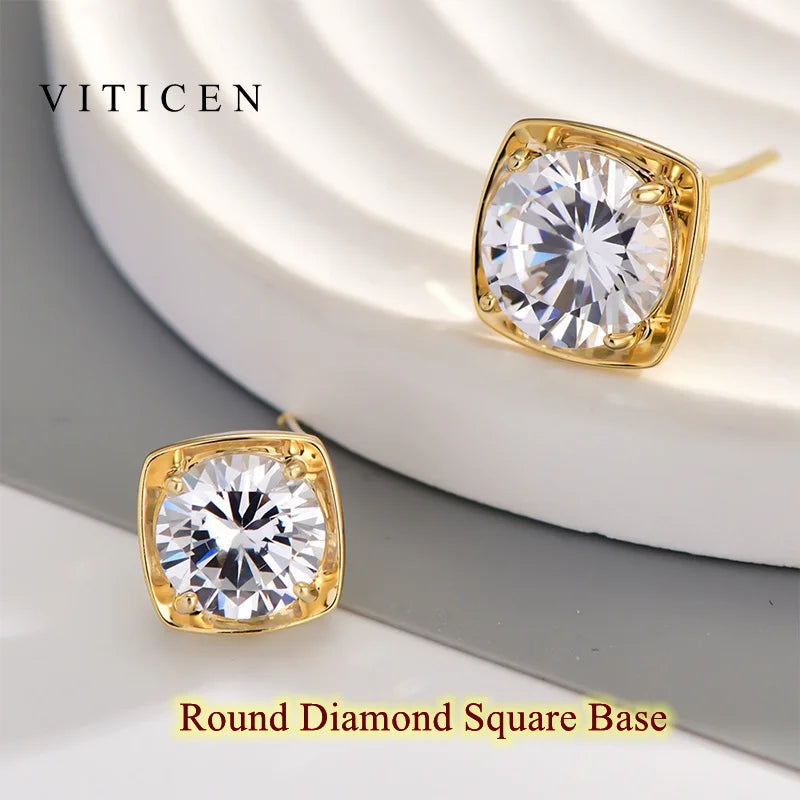 Original Real 18K Gold Moissanite Diamond Earrings Authentic AU750 Present Exquisite Gift For Woman Female Fine Jewelry