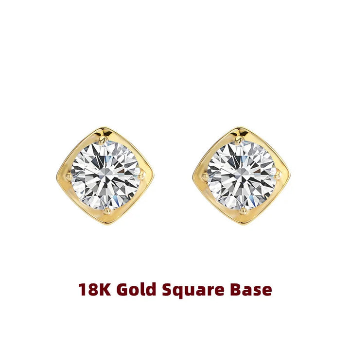 Original Real 18K Gold Moissanite Diamond Earrings Authentic AU750 Present Exquisite Gift For Woman Female Fine Jewelry