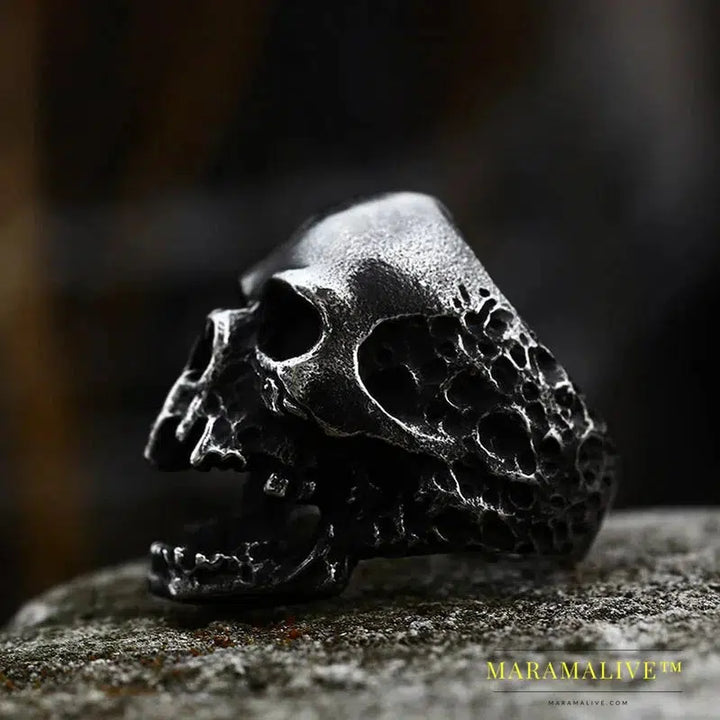 Original Style Big Skull For Man Stainless Steel Punk Rock Male Personality Ring party supplies