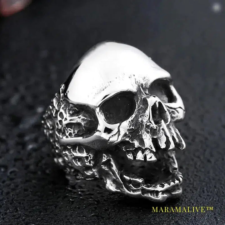 Original Style Big Skull For Man Stainless Steel Punk Rock Male Personality Ring party supplies