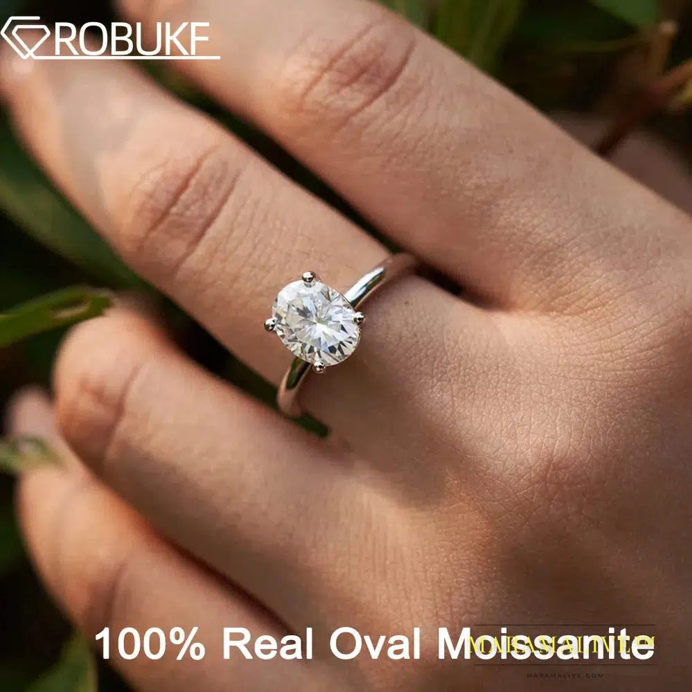 Oval Moissanite Ring For Woman 925 Sterling Silver Lab Created Diamond Ring With Certificate Original 3CT Wedding Band Jewelry