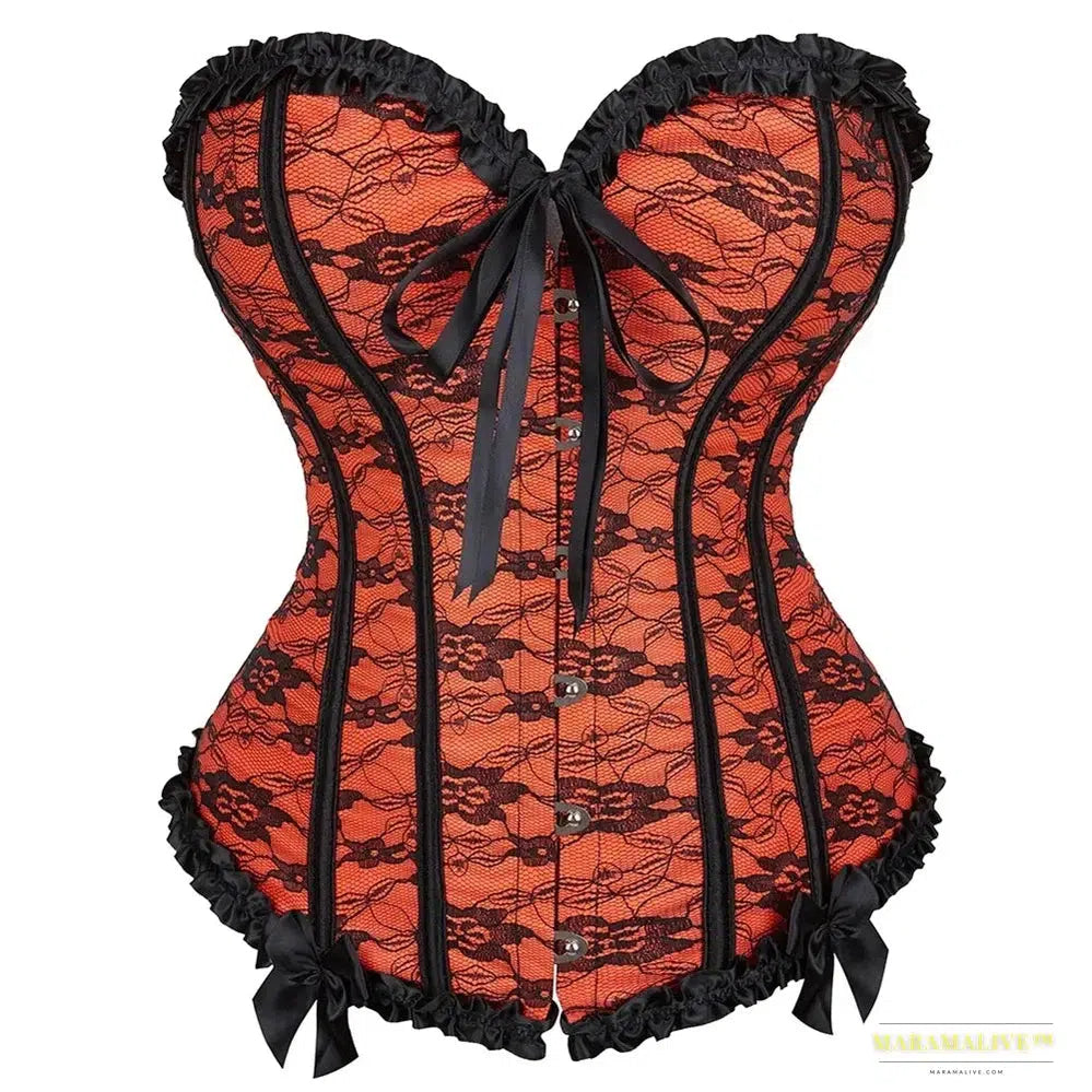 Overbust Corset Lace Up Waist Bustier Top Black White Purple Beige Brown Red Orange Green Blue Elegant Basques Corselet