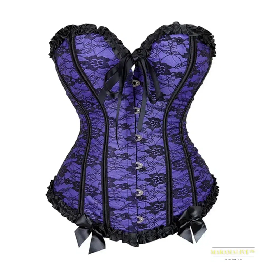 Overbust Corset Lace Up Waist Bustier Top Black White Purple Beige Brown Red Orange Green Blue Elegant Basques Corselet