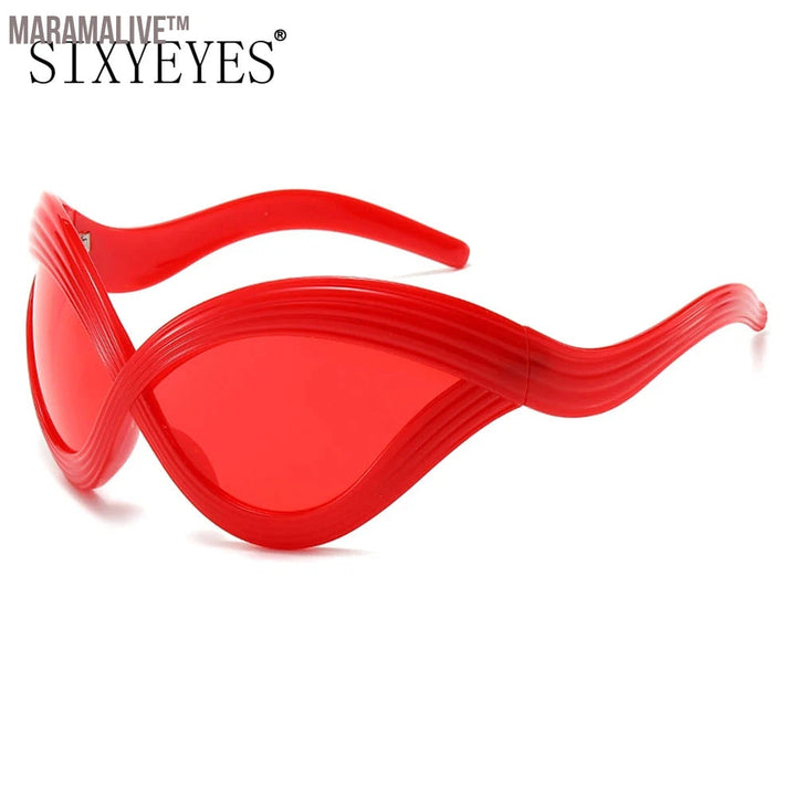 Oversized Cat Eye Sunglasses Goggle Women Men 2000's Futuristic Punk Sun Glasses Party Eyewear UV400 Y2k Eyeglass Cool Shades