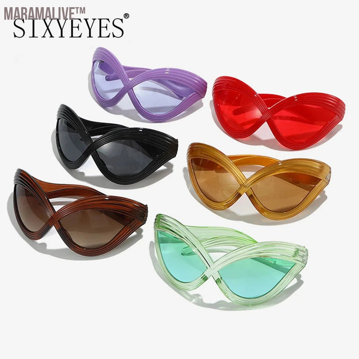 Oversized Cat Eye Sunglasses Goggle Women Men 2000's Futuristic Punk Sun Glasses Party Eyewear UV400 Y2k Eyeglass Cool Shades