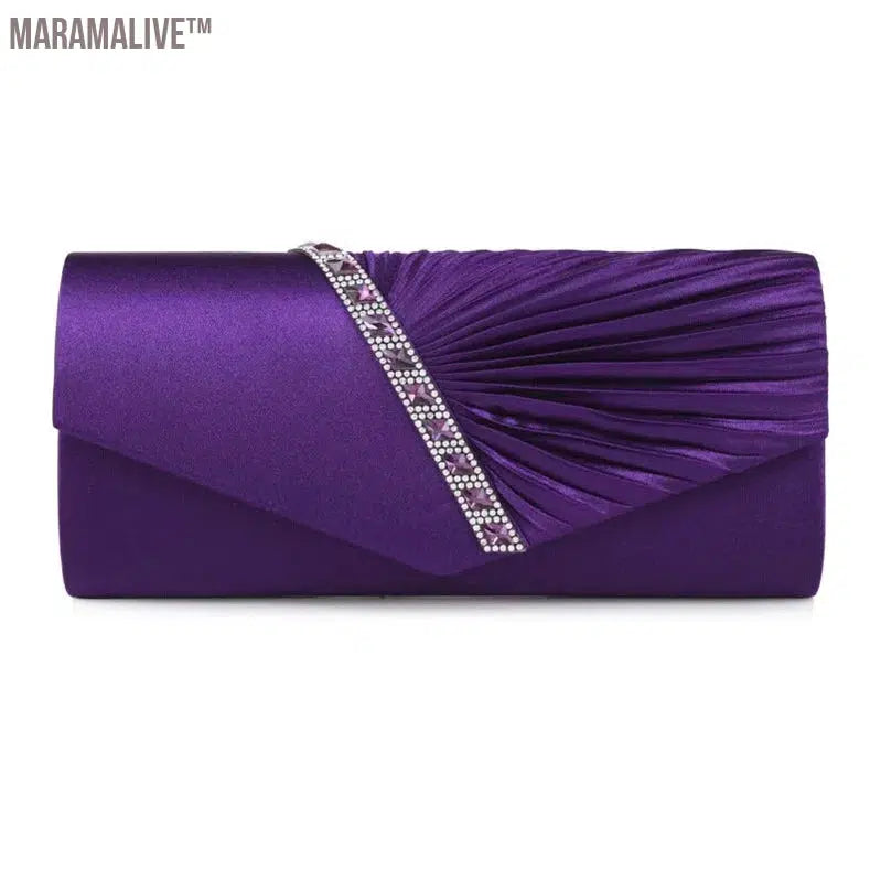 Party Clutches Woman Purple Purse Fashion Luxury Diagonal Rhinestone Prom Party Clutch Evening Bag Shoulder Bag