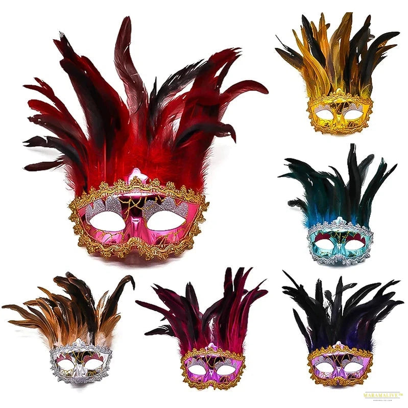 Party Mask Feather Masks Venetian Masquerade Halloween Mask Cosplay Women Eye Masque Bar Nightclub Maske Ball Face