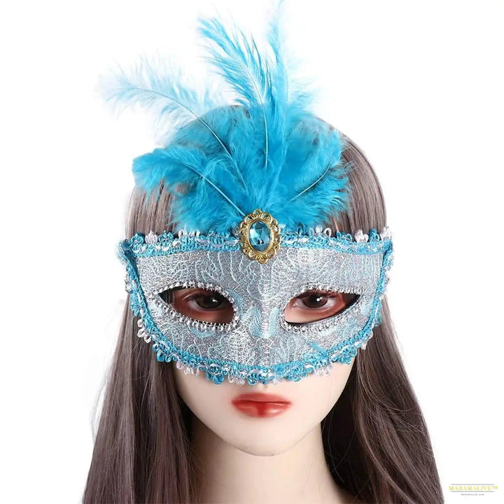 Party Mask Woman Masquerade Luxury Peacock Feathers Half Face Mask Cosplay Costume Venetian Mask For Children